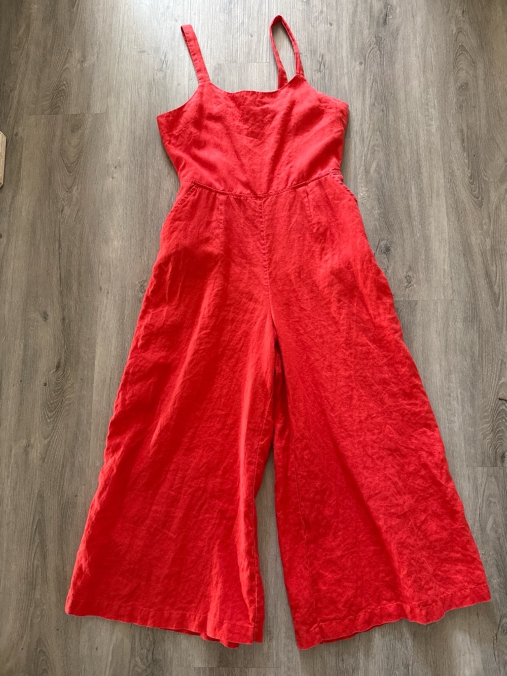 Cynthia Rowley Red Linen Wide-Leg Jumpsuit Size 6